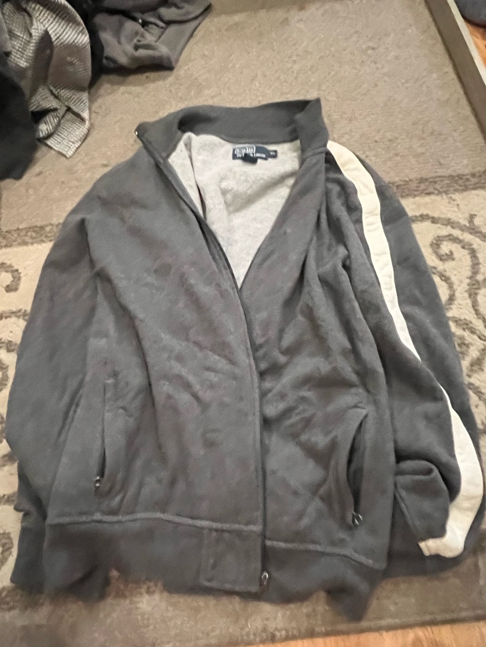 Polo Ralph Lauren men’s Gray Zip-Front Jacket with Ivory Stripe